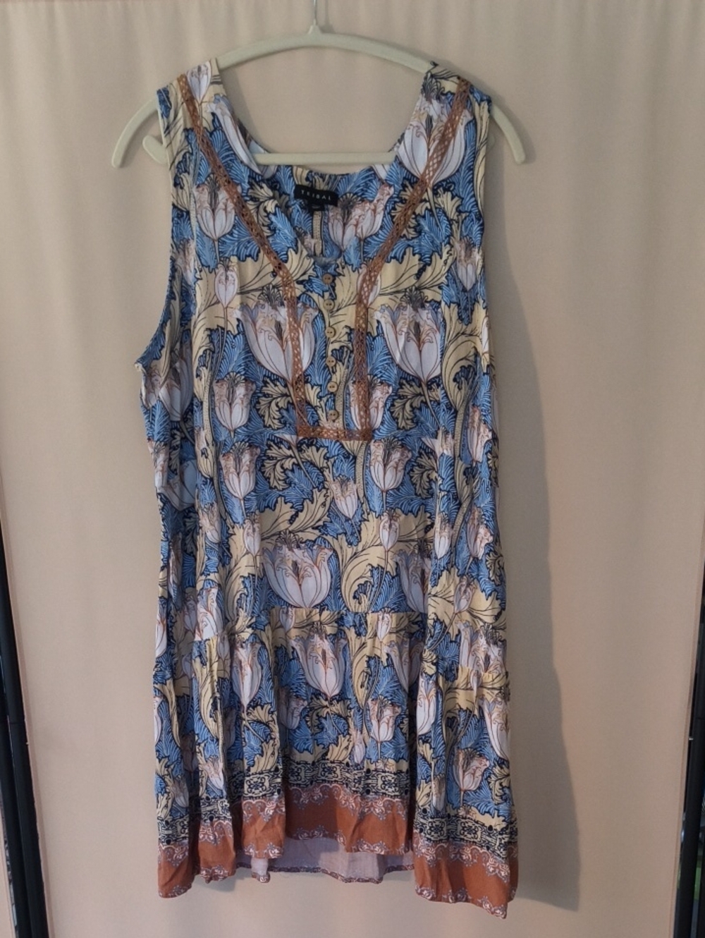 Tribal Blue and Cream Boho Dress Size TG/16